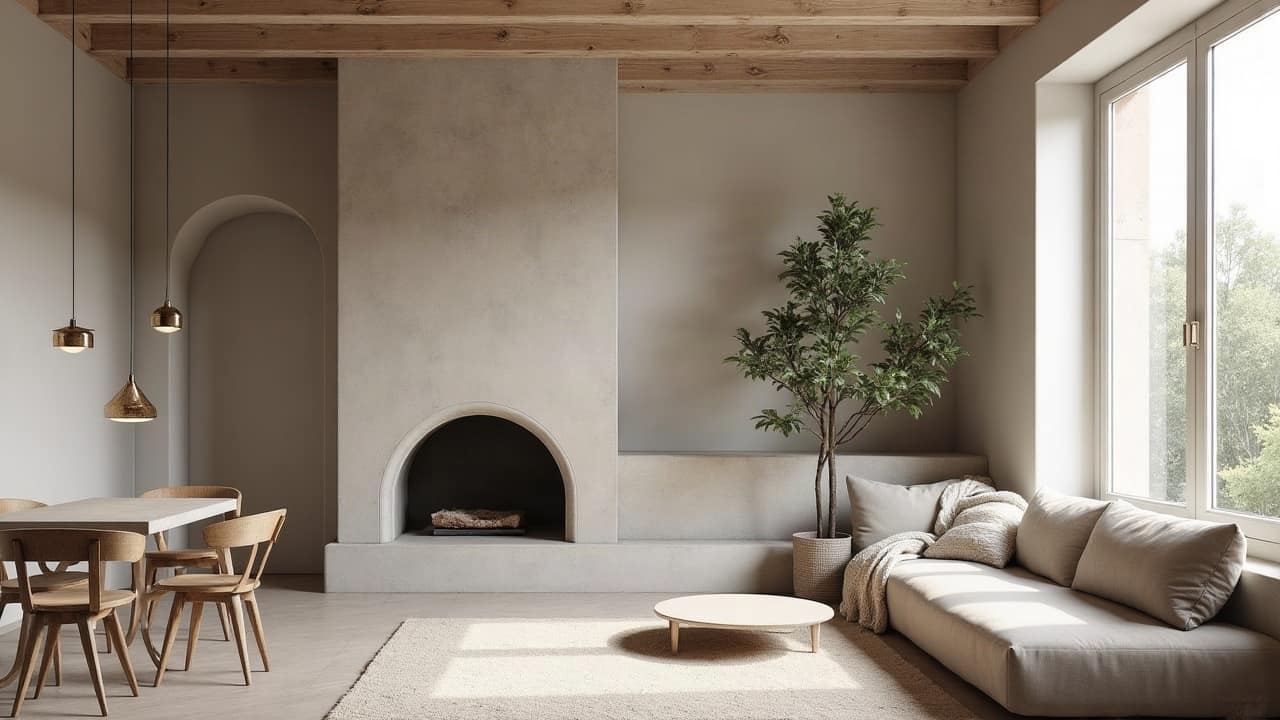 Terrasse en béton ciré taupe donnant sur un jardin d'une maison individuelle à Cugnaux