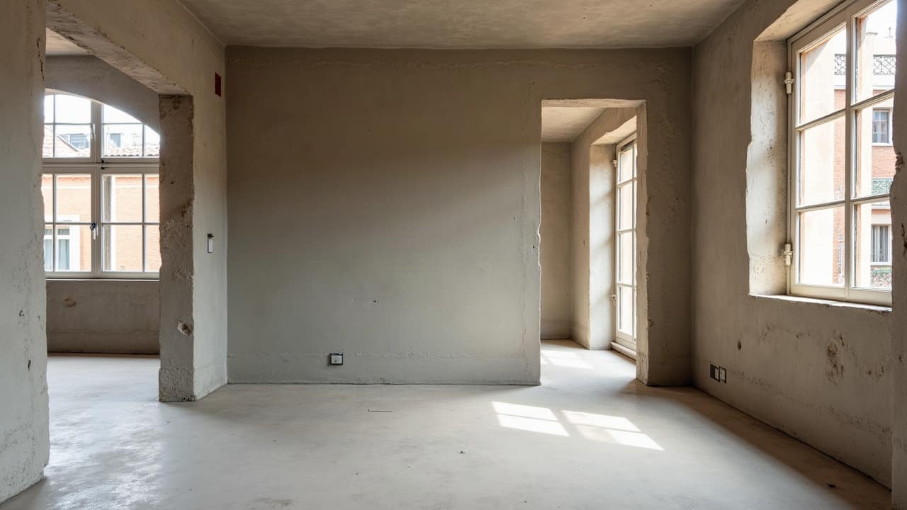 Terrasse en béton ciré taupe exposée plein sud avec une vue dégagée sur un jardin toulousain ensoleillé