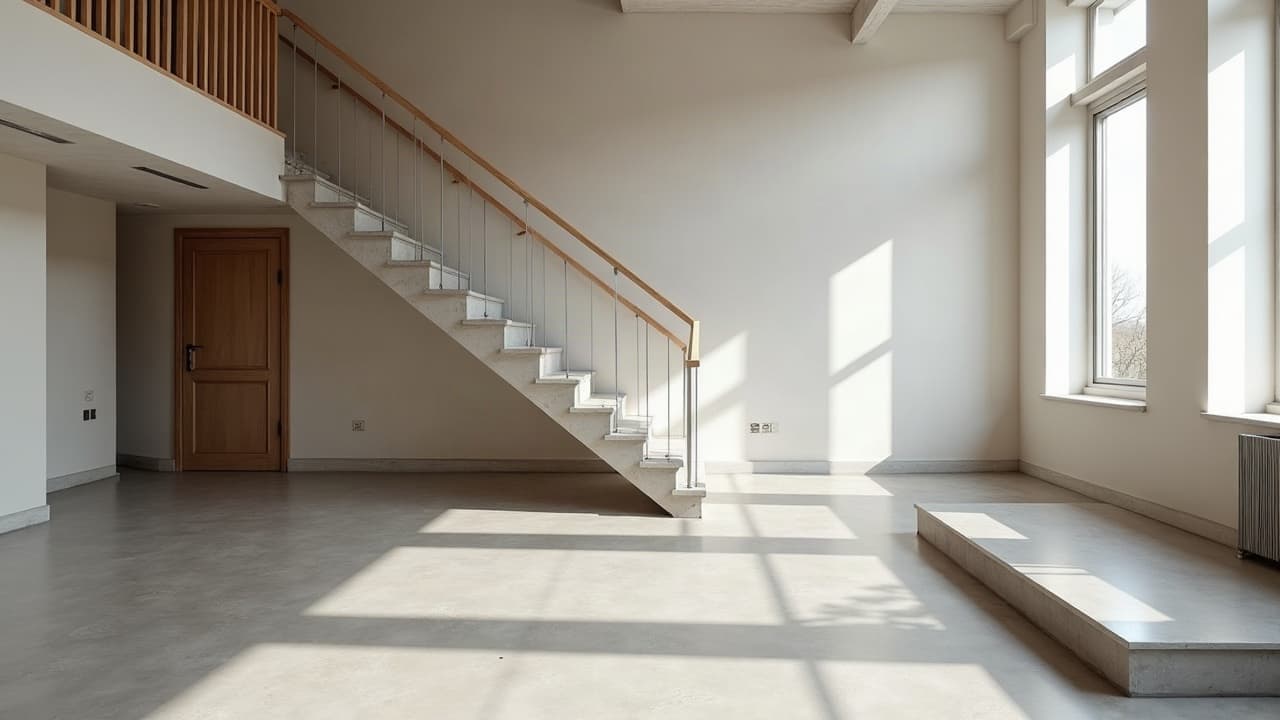 Nez de marche d'un escalier en béton ciré, structure vérifiée avant application, Toulouse